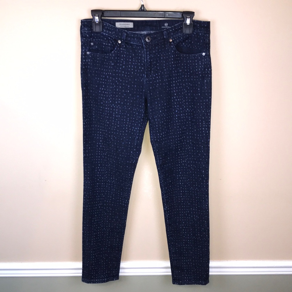 AG Adriano Goldschmied Women’s The Stevie Ankle Slim Straight Dotted Denim Jeans